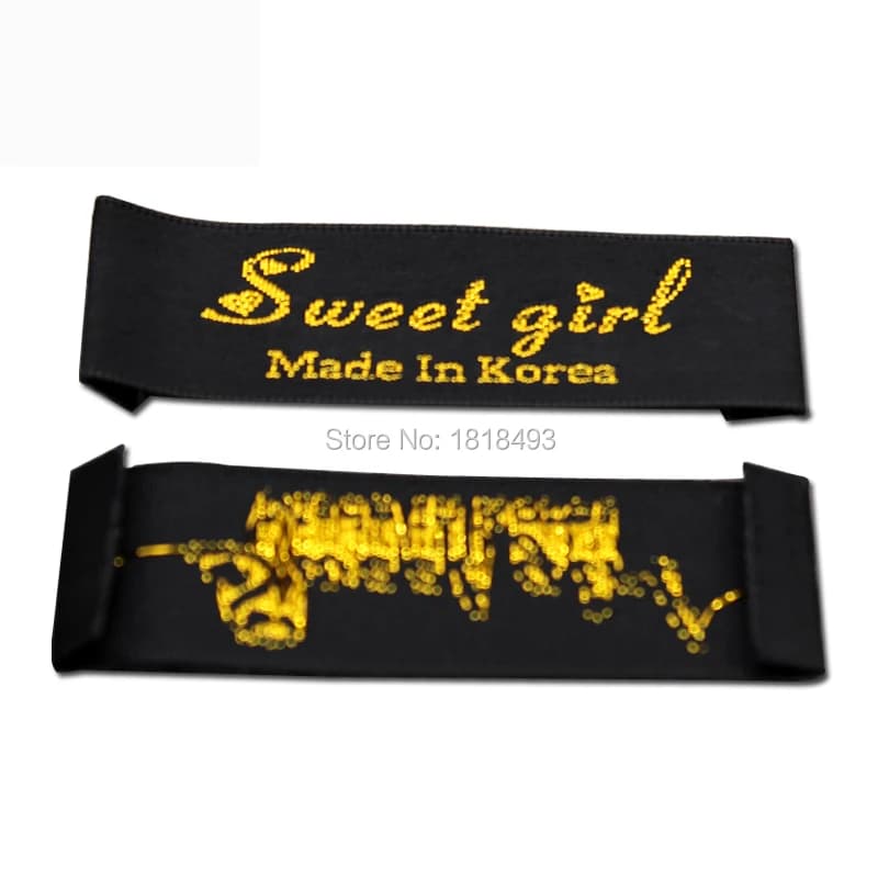 ree spedizione etichette personalizzate per abbigliamento in raso nero/etichette ricamate per indumenti/logo dorato/etichette stampate per abbigliamento/marca