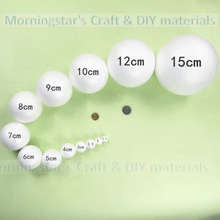 1.5cm 2/3/4/5/8/9/1012/15/ 18/20/30cm White Foam Balls Polystyrene Balls Craft Christmas Decoration
