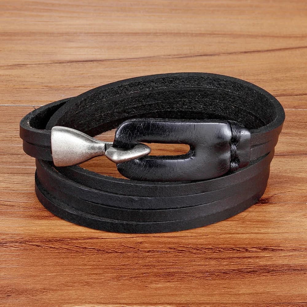 TYO New Fashion Genuine Hook Leather bracciali da uomo Popular Boys Knight course Bandage Charm Anchor Bangles Jewelry Gift
