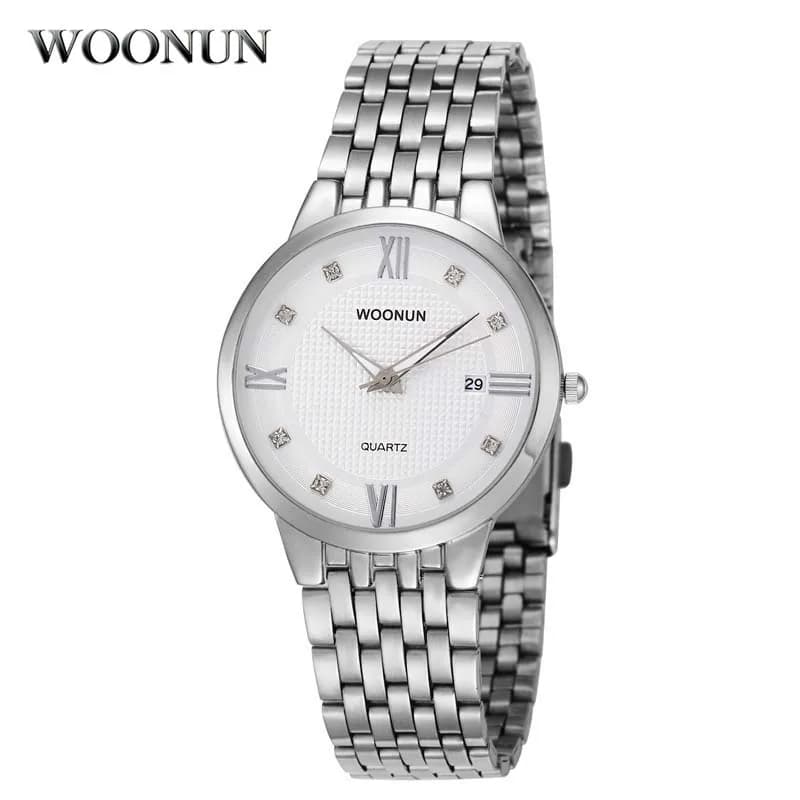 WOONUN orologi di marca famosi da uomo orologio da uomo impermeabile antiurto con datario orologio al quarzo in acciaio argento orologi da uomo sottili Classic Hodinky