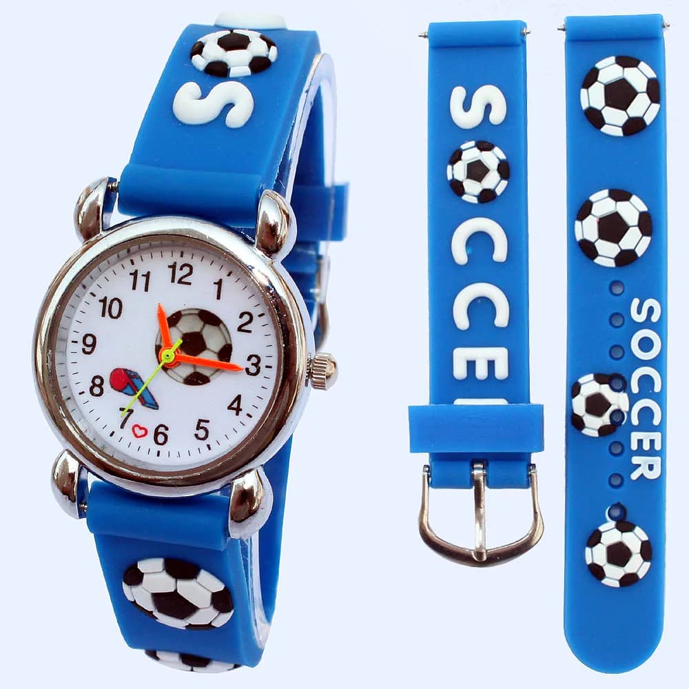 Orologio 3D popolare caldo Sport stile calcio cinturino in silicone orologio al quarzo per bambini orologio da ragazzo orologio da ragazza orologio da polso analogico da cartone animato