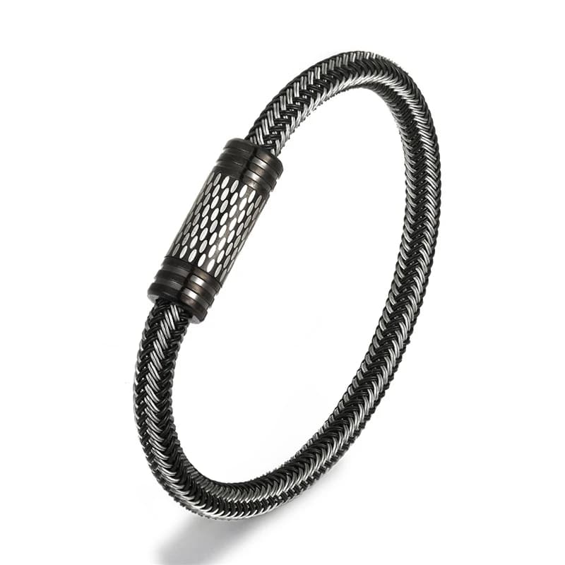 Bracciali in acciaio inossidabile di design unico braccialetti da uomo regalo in filo di acciaio nero/bianco bracciale con chiusura magnetica gioielli da uomo Pulseira