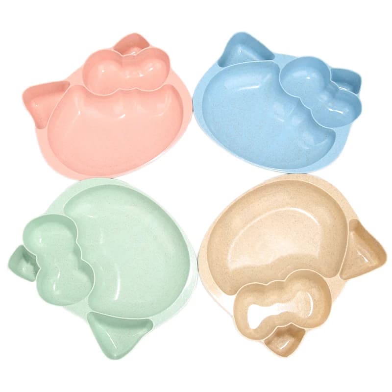 Scatola per stoviglie per gatti in paglia di grano, stoviglie per bambini adorabili, ciotola ambientale, piatti per bambini, regalo di Natale, scatola per il pranzo