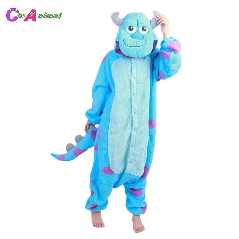Mostro James P. Sullivan e Mike Wazowski Kigurumi Costume da cartone animato per adulti Sully Onesies Pigiama per la festa di carnevale di Halloween