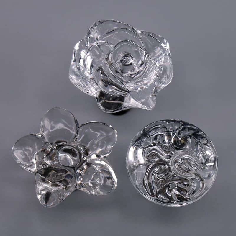 1x Acrilico Trasparente A Forma di Fiore Cabinet Knob Armadio Guardaroba Cassetto Maniglia Manopola di Tiro di Cristallo