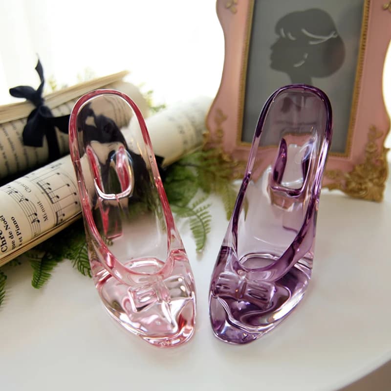 Birthday Princess Shoes Transparent Glass Decorations Heels Cinderella's Glass Slipper Wedding Shoe Furnishing Articles