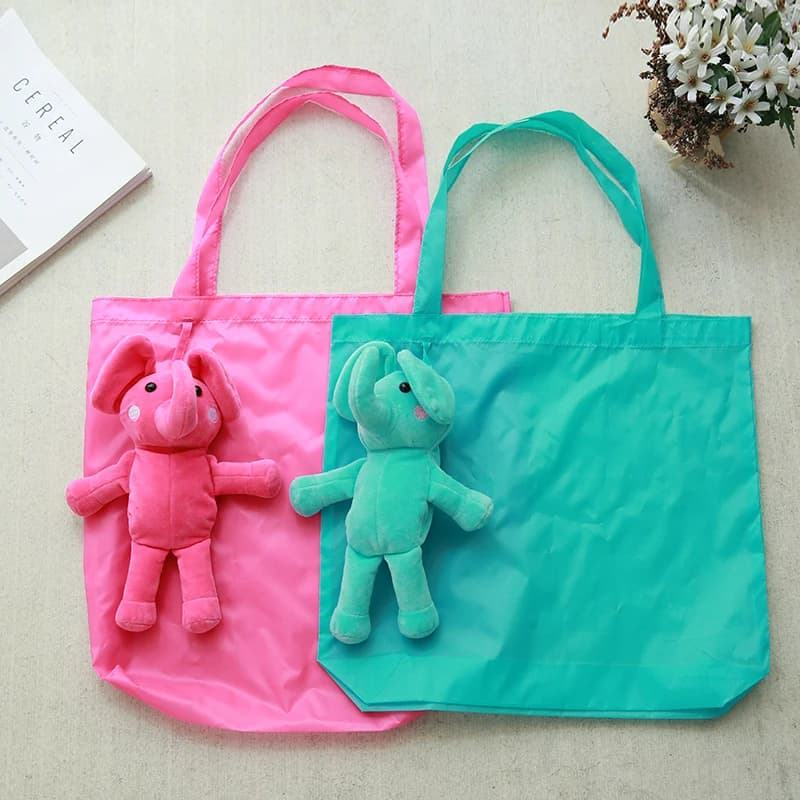 Nuovo elefante in cotone simpatico animale giocattolo imbottitura in cotone borsa per la spesa pieghevole borsa riutilizzabile pieghevole regalo ecologico per donna