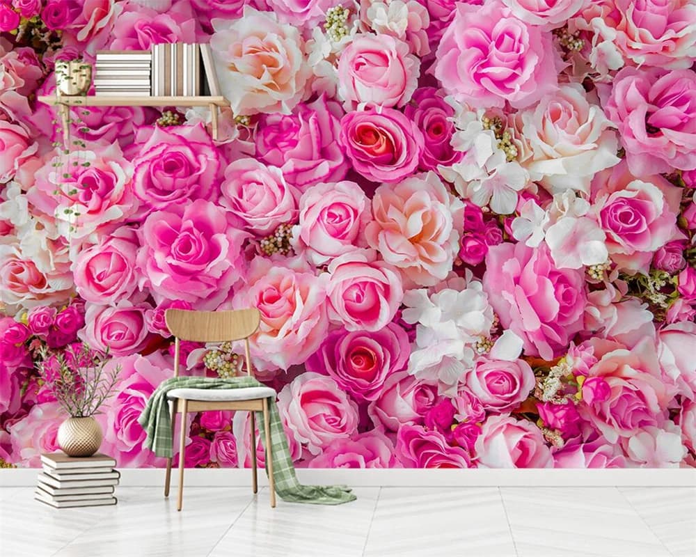 Carta da parati personalizzata foto Nordic Modern Pink Rose TV Sfondo Pittura murale Decorazioni per la casa Soggiorno Camera da letto Murales Carta da parati 3D