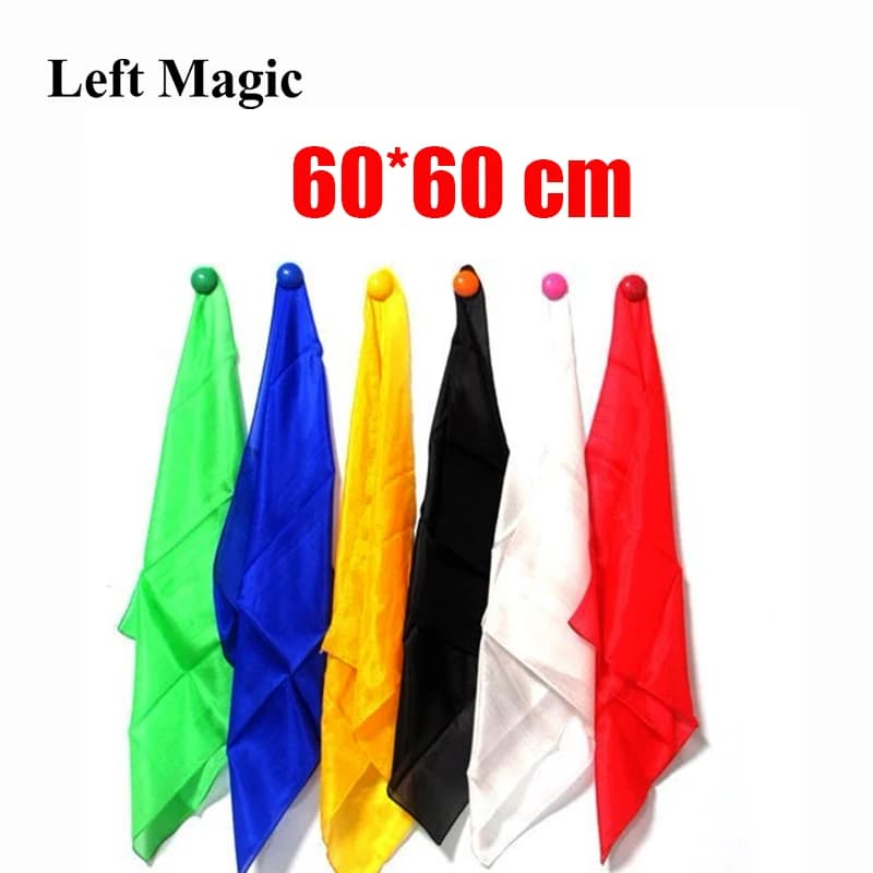 1 pz seta colorata 60 * 60 cm sciarpa trucchi magici apprendimento e istruzione seta magica per primo piano oggetto magico E3136
