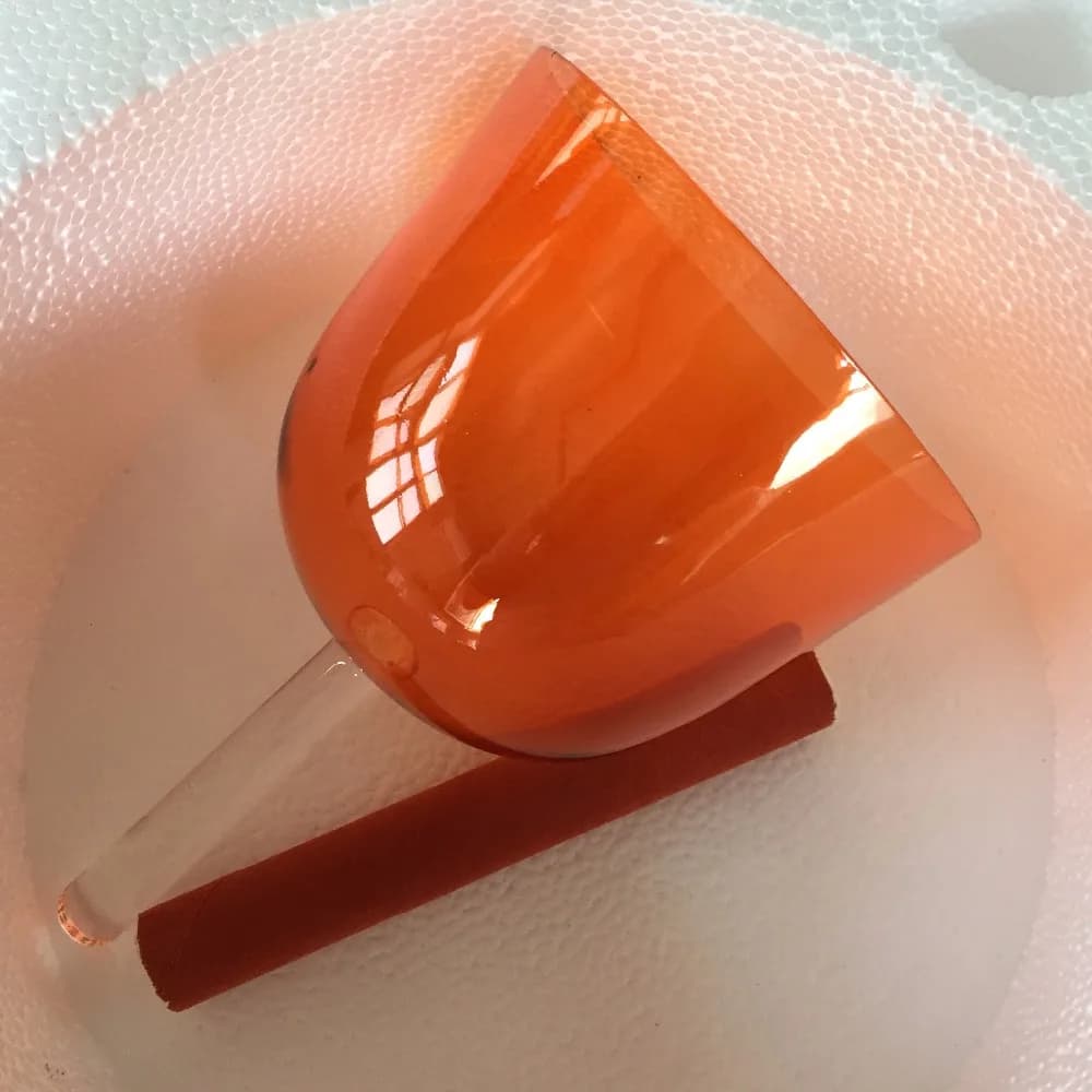 4th Octave 6.25" light orange color Crystal handle Singing Bowl Note D Sacral Chakra,Standard 432 or440HZ for sound healing