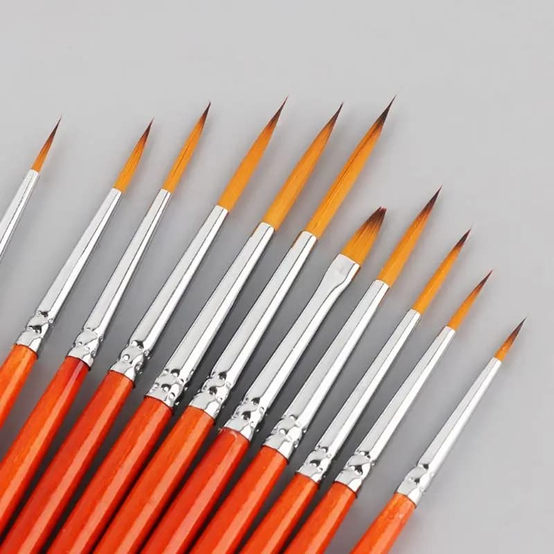11pcs/set Professional Detail Paint Brushes Fine Pointed Tip Miniature Brush For Acrylic Watercolor Oil Drawing Painting Kit