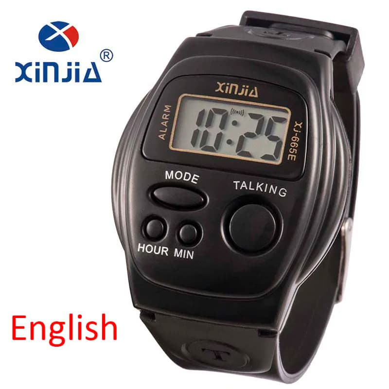 Nuovo Semplice Vecchi Uomini E Donne Orologio Parlando Parlare Inglese Cieco Digital Electronic Sports Orologi Da Polso Per L'anziano