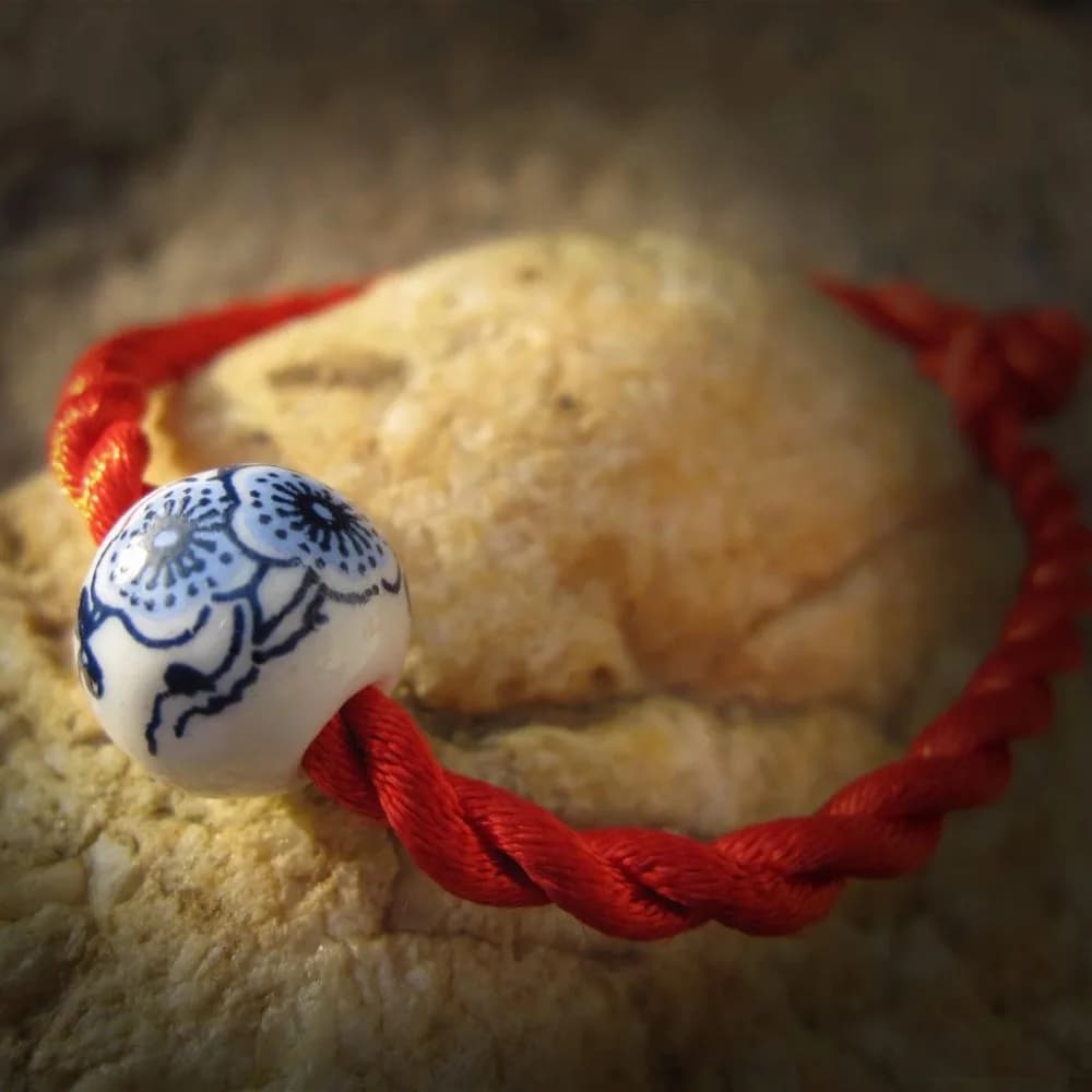 Charm Handmade Ceramic Bracelets for Women Men Children Lucky Red String Friendship Wish Bead Bracelets Jewelry Gift Adjustable