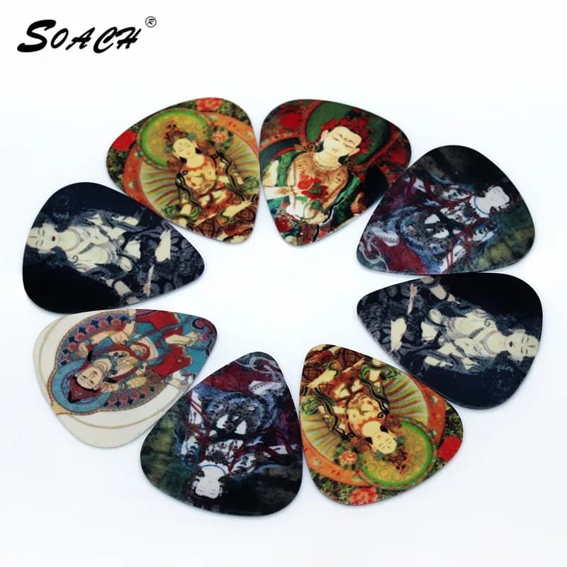 SOACH 10pcs/Lot1.0mm spessore tracolla per chitarra parti di chitarra buddismo cinese Buddha design plettri per chitarra