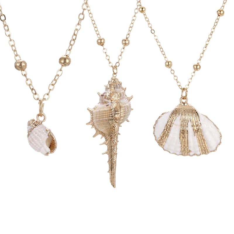 Collana con ciondolo a conchiglia naturale collana con conchiglia di mare girocollo con catena lunga Color oro collana con ciprea donna Femme Ocean Beach Jewelry Gift