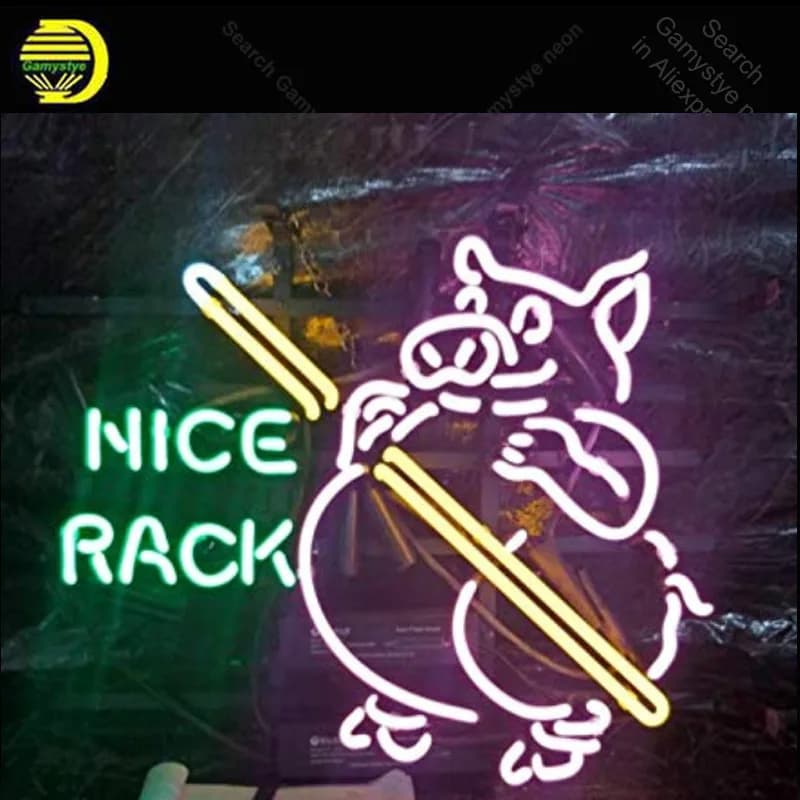 Insegna al neon per Nice Pack Bar Pub Hotel Tubo di vetro reale Maiale rosa Lampadina al neon Insegna decora la stanza Insegna artigianale Insegna luminosa