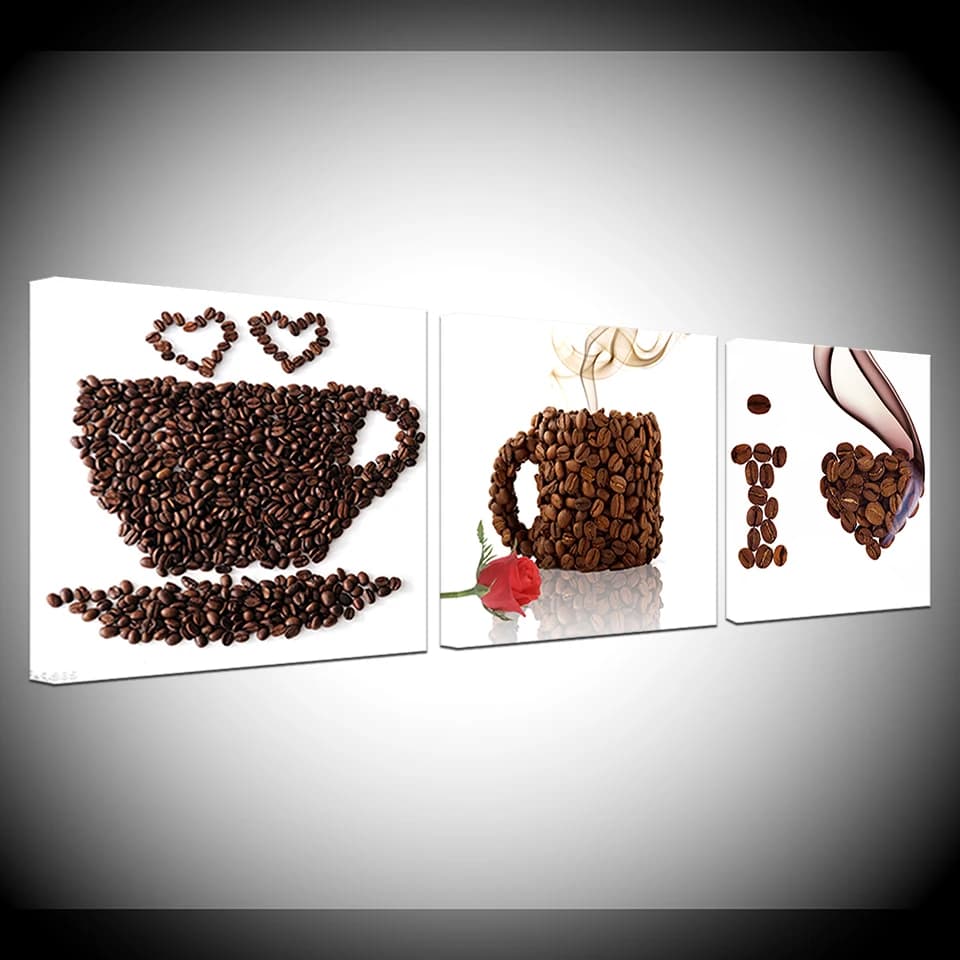 HD Canvas Print Wall Art Coffee Painting Pictures Beans Mugs 3 panel wall Poster Nordic Canvas painting Living Room Home Decor