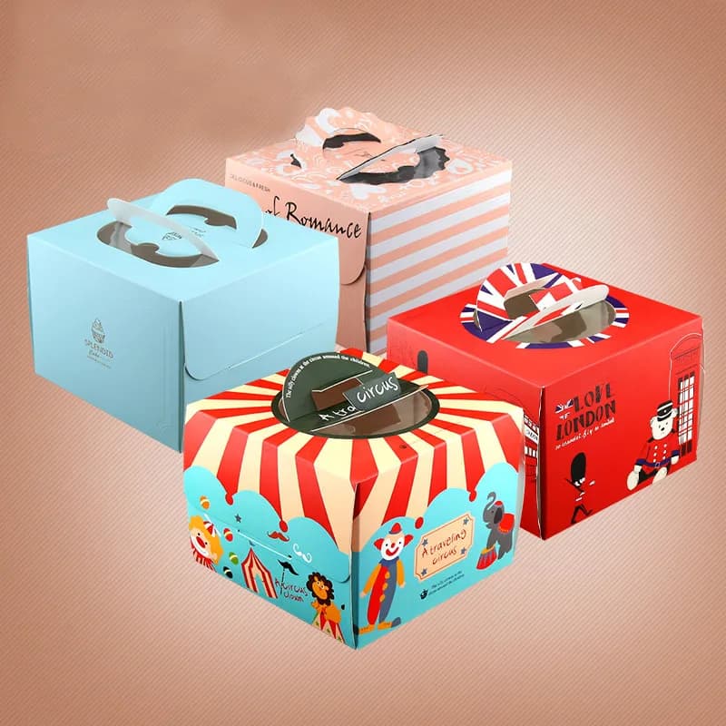 20PCS 4 pollici scatola per torta al formaggio contenitore per imballaggio maniglia per finestra scatole regalo in carta Kraft compleanno per bambini bomboniere forniture