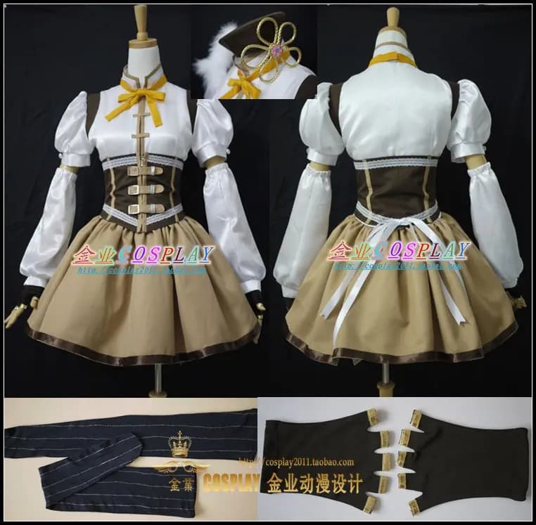 Costume cosplay Puella Magi Madoka Magica Tomoe Mami Set completo di calzini per Halloween, festa di Natale, costume da uomo e da donna