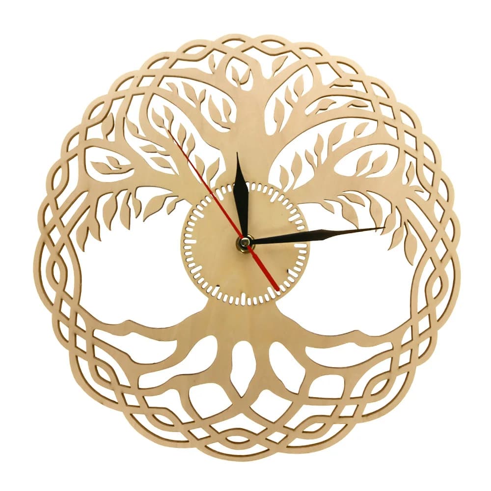 Modern Design Wall Clock Sacred Geometry Handmade Masterpiece Rustic Wooden Tree Of Life Wall Clock Infinity Tree Home Decor Zen