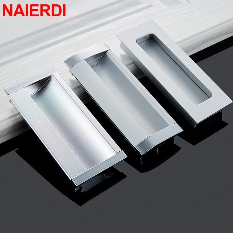 NAIERDI Maniglie per porte nascoste Maniglie per mobili in argento Maniglie per porte per camera da letto Maniglia per mobili Manopole per cassetti in alluminio Ferramenta per mobili