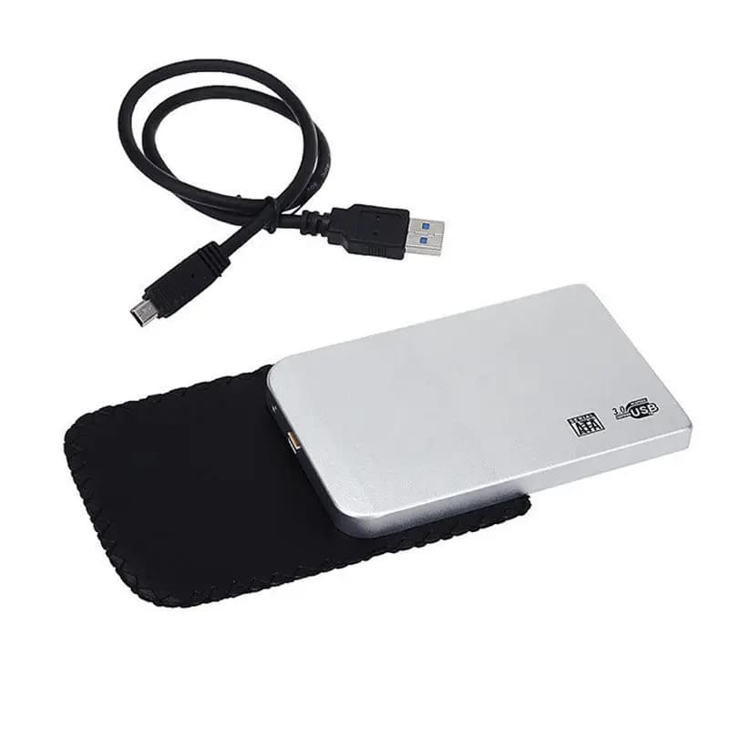 Di alluminio 2.5 "USB 3.0 SATA HDD Hard Disk Drive Esterno Della Cassa Box Argento