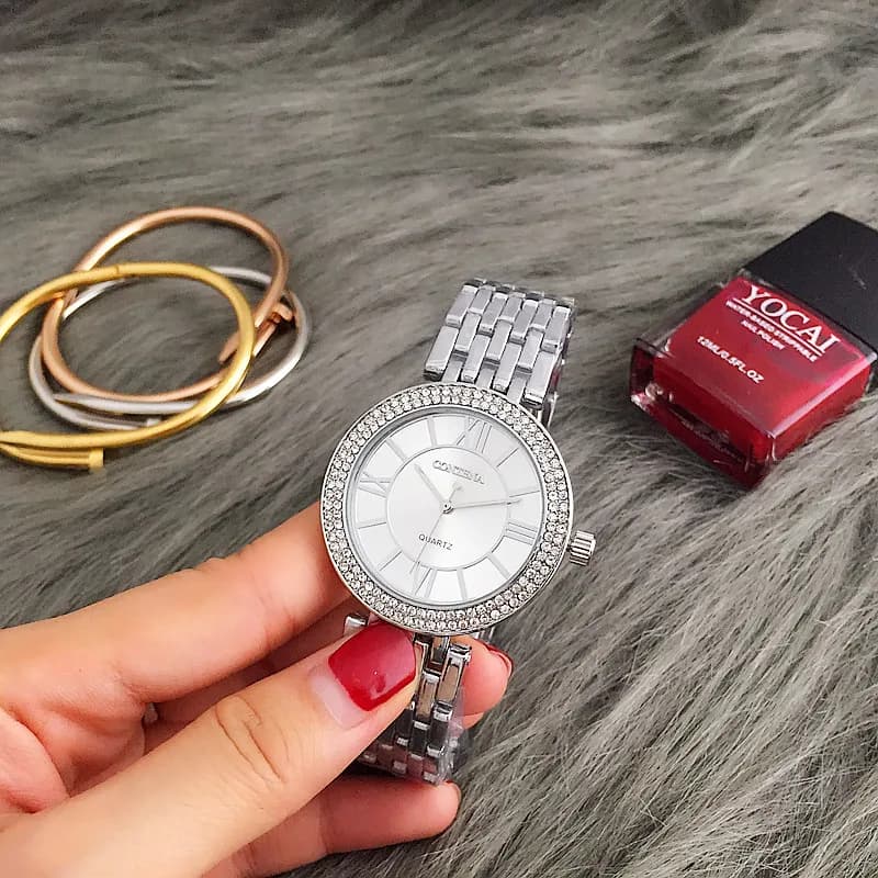 CONTENA moda argento orologi da donna orologi da donna in acciaio inossidabile orologio da donna con strass di lusso orologio da donna relogio feminino