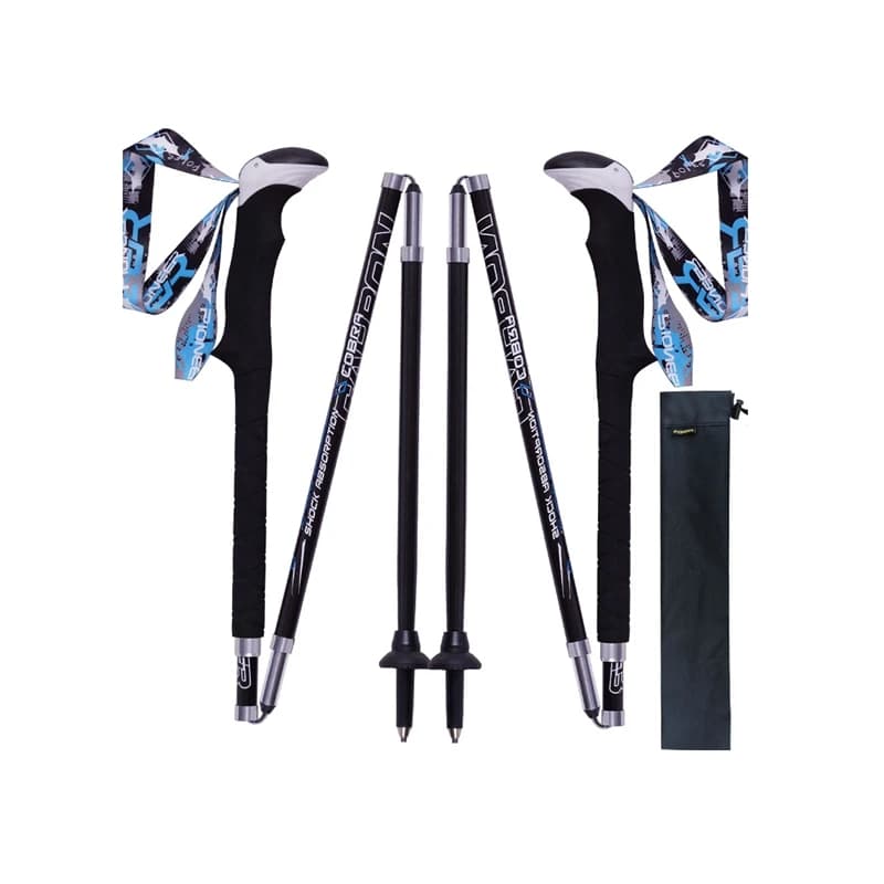 2-piece Foldable Carbon Fiber Portable Trekking Sticks / Paja Compact Foldable Walking Stick with Quick Lock Tourism Trail Running