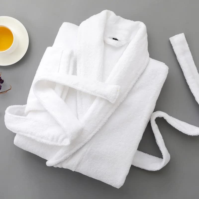 Men's bathrobe in white thick winter size strong XXL long sleeve convenient casual night pajamas for the house
