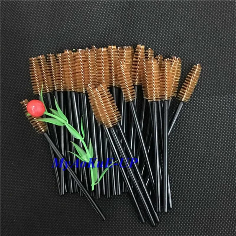 Wholesale 500 pcs/lot handle black brown disposable happy eyelash cosmetic extension eyelash brush Mascara applicator wand