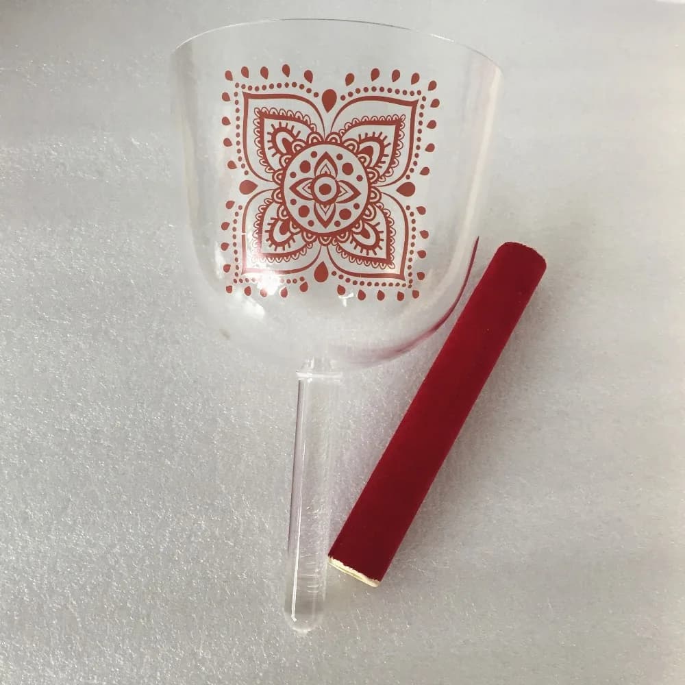 Crystal Singing handle Bowl Perfect 432hz 4th octave C Musical Note Sexual chakra sticker for Music Therapy,Balancing,Bliss.