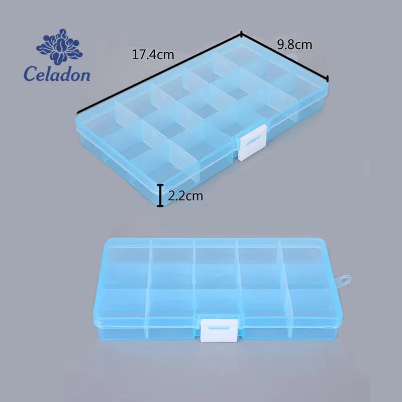 15 Griglia Regolabile Trasparente 5 Colori Scatola di Immagazzinaggio di Gioielli Anello Orecchino Perline Custodia in Plastica Scatola Organizzatore Portatile Contenitori da Viaggio
