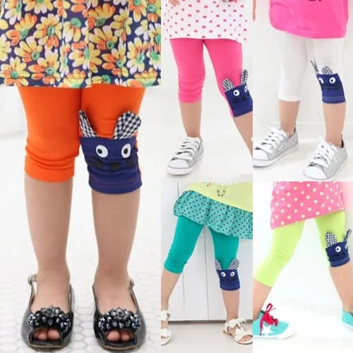 2025 Hot 2 3 anni 90 100 cm Bambini Festa di compleanno Colore della caramella Capris Cartoon Patchwork Lunghezza al polpaccio Estate Bambini Ragazze Leggings