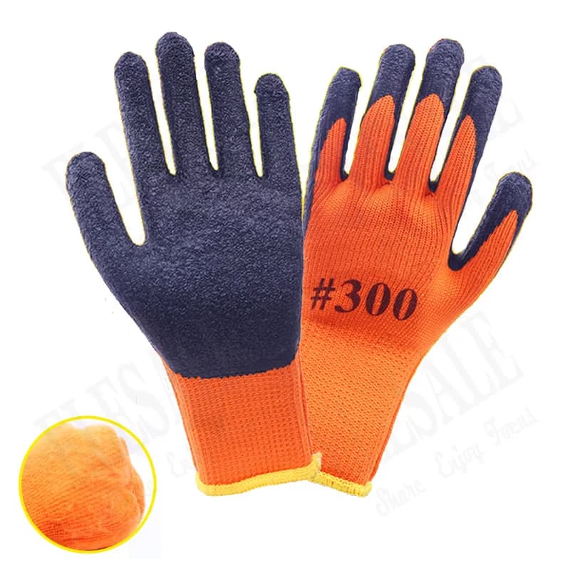 1 Pair Inverno Caldo guanti di Sicurezza Guanti di Palma Con Lattice Rivestito Anti-Slittamento Anti-Taglio Giardino Lavoro di Riparazione di spessore Guanti di Nylon