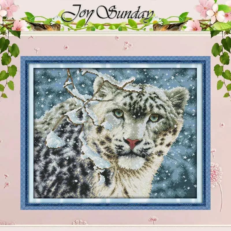 Snow Leopard Patterns Counted Cross Stitch Set DIY 11CT 14CT 16CT Stamped DMC Cross-stitch Kit Embroidery Needlework Home Decor