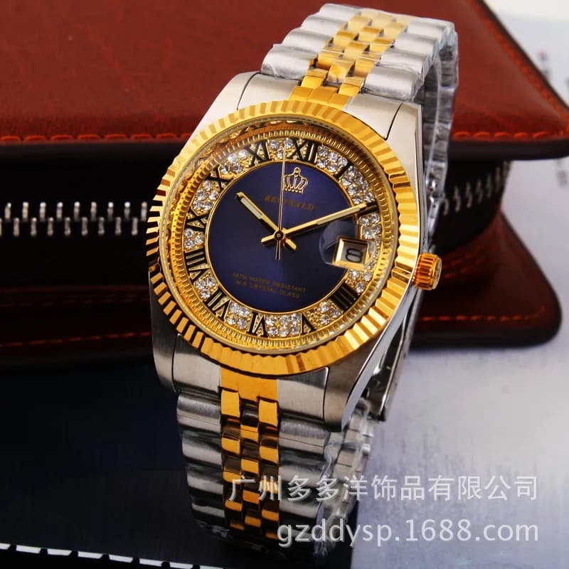 2016 Luxury HK REGINALD Wrist Watch Brand Blue Golden Quartz Watch Party Dress 50m Water Resistant Woman Wrist Watch