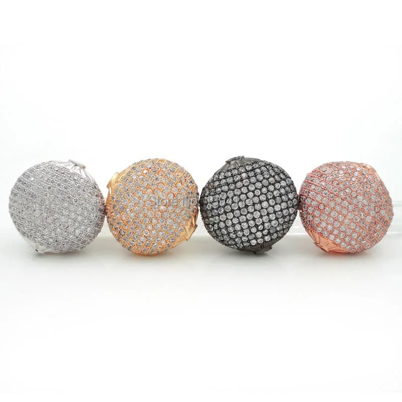 24 * 24 * 14mm Micro Pave Clear CZ Perline Oblaten rotonde adatte per realizzare collane e gioielli