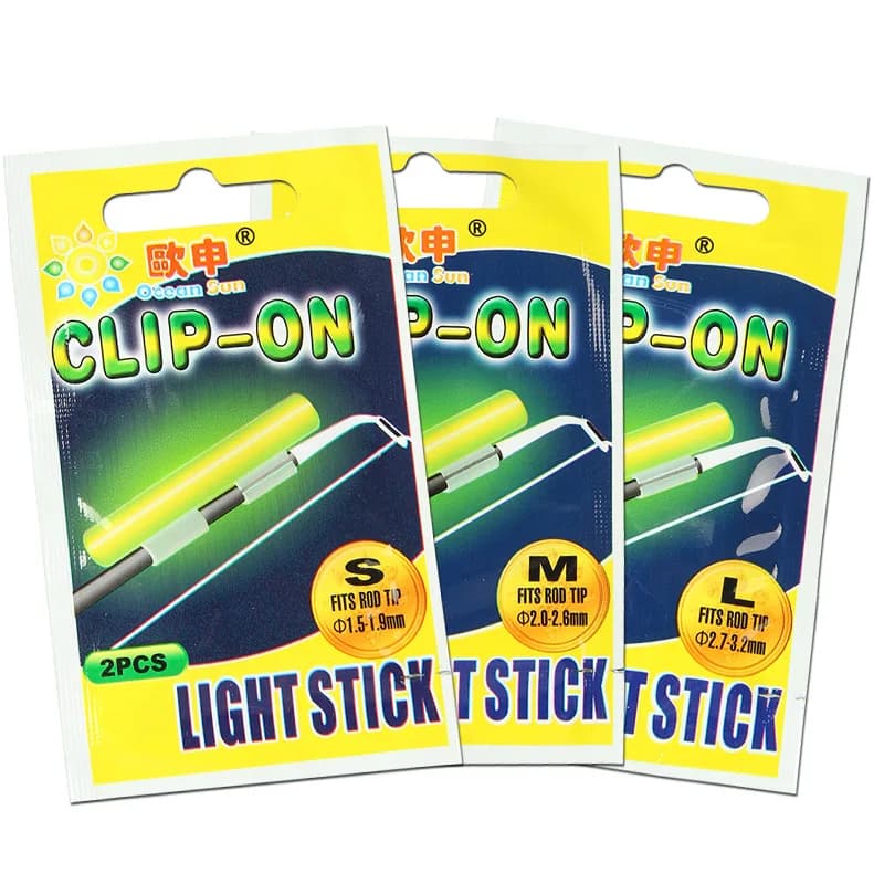Clip On! 20Pcs(10bags) XL L M Night Fishing Lighting Stick Wand Green chemical glow stick fishing light stick FU020