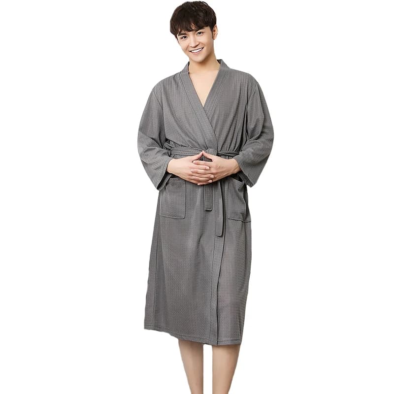 Nuovi uomini Robe Spa abito per la casa Waffle cinese indumenti da notte pigiami solidi camicia da notte maschile Kimono accappatoio abito Plus Size M XL XXXL