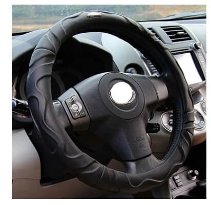 GOVI RACING Leather car cover with fake 38 cm suede leather for car steering wheel