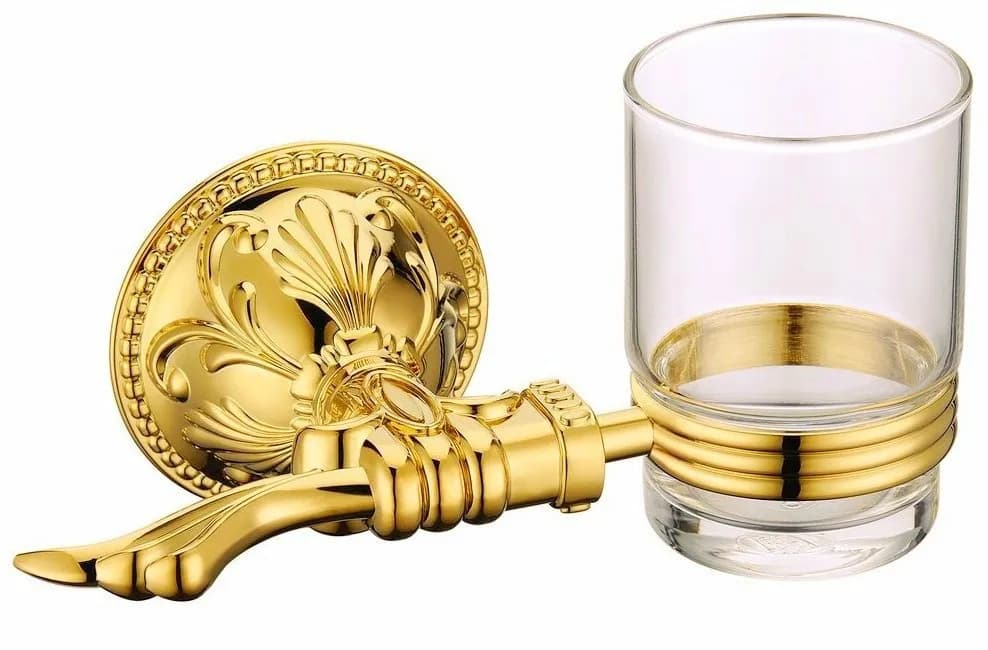 Portabicchiere singolo, portabicchieri per spazzolino, tazza in vetro con finitura dorata, accessori per il bagno LG013