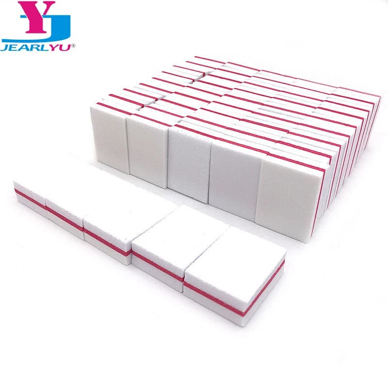 50 Pcs/lot White Nail Sanding Buffing Polish Block Mini Nails Sponge Files 100/180 Lima Pedicure Manicure Salon Tools Accessory