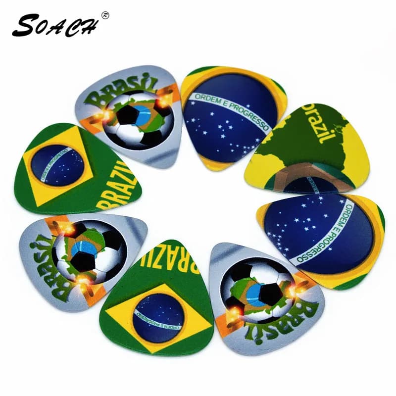 SOACH 10 pz/lotto 1.0mm di spessore tracolla per chitarra parti di chitarra caldo brasile calcio bandiera design plettri per chitarra
