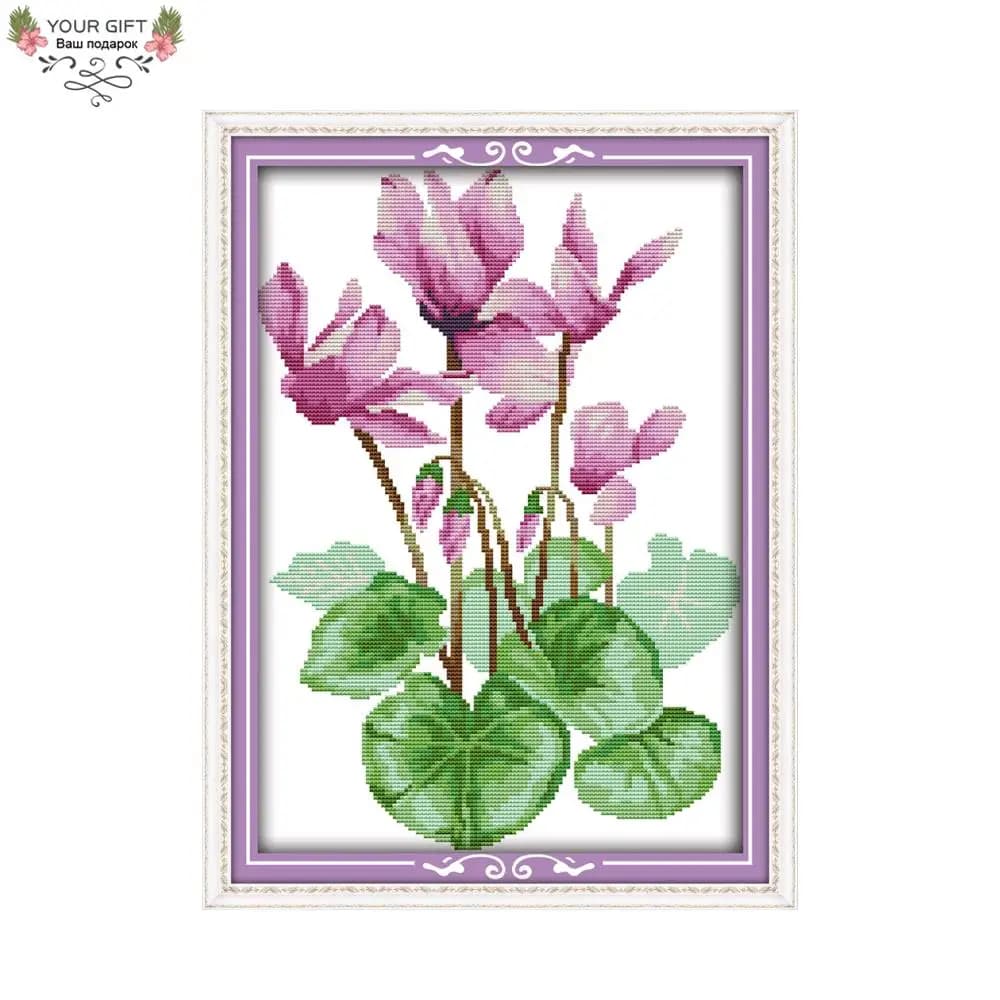 Joy Sunday-Flowers Embroidery Kit, Stamped, Counted Purple Flower, DIY Cross Stitch Kit, Home Decoration, H588, 14CT, 11CT