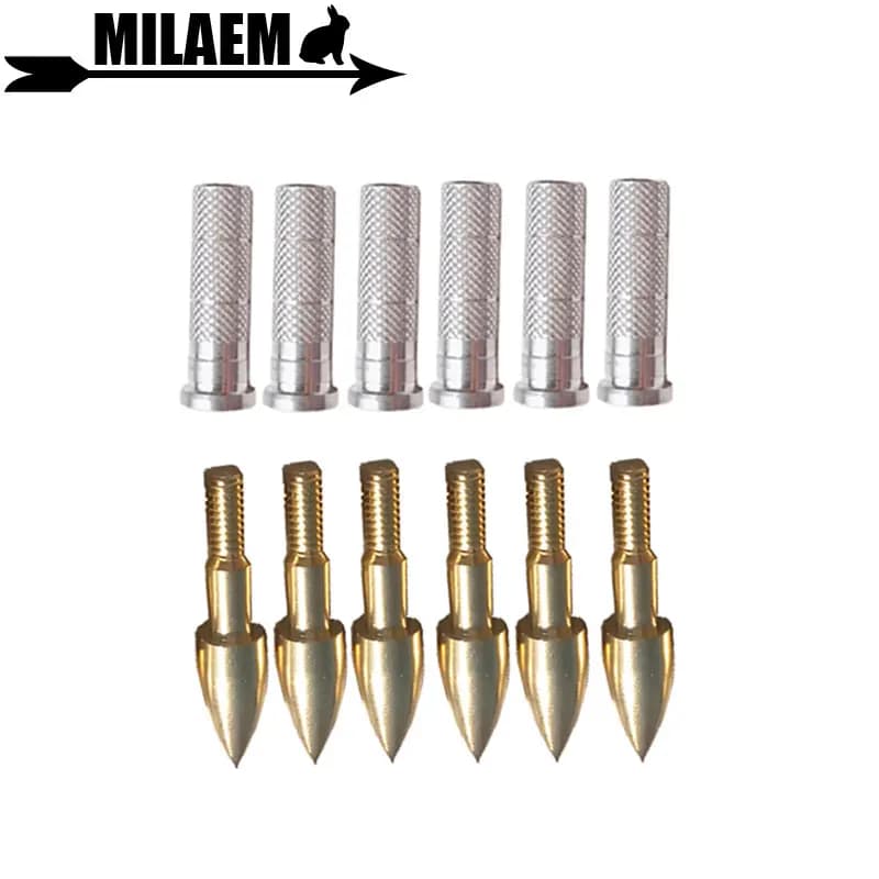 12/24pcs 100Gr tiro con l'arco Target Point punta di freccia inserto in alluminio per ID 6.2mm carbonio/fibra di vetro accessori per tiro con albero a freccia