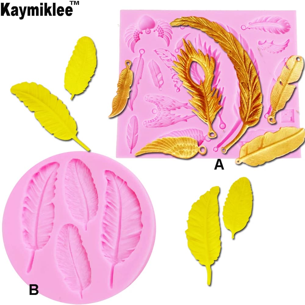 C221 Bird Feathers UV Resin Silicone Mold Fondant Chocolate Candy Gumpaste Surgarcraft Crystal Epoxy Soft Clay Bake Tools