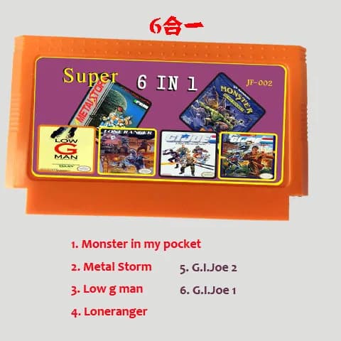 Scheda di gioco 6 in 1 8 bit 60 pin