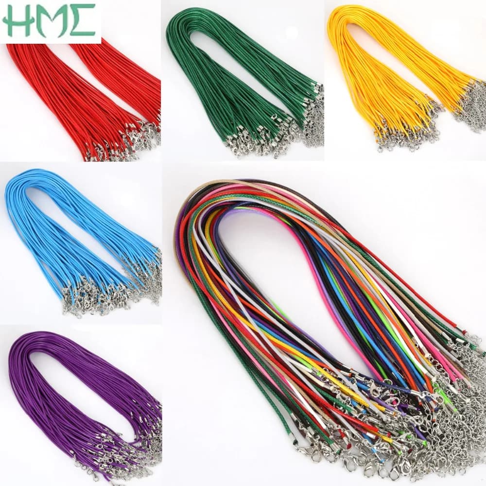2 millimetri 10pcs 19 Colori Del Cuoio Del Faux Catene Del Cavo Regolabile Braccialetto Della Collana Con Il Catenaccio Per Gioielli FAI DA TE Che Fanno I risultati