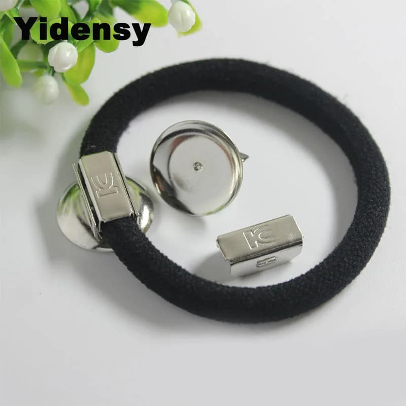 Yidensy 10pcs Hair Clip Base Setting 18mm Base Holder for Elastic Band Rope DIY Jewelry Making Findings Accessories