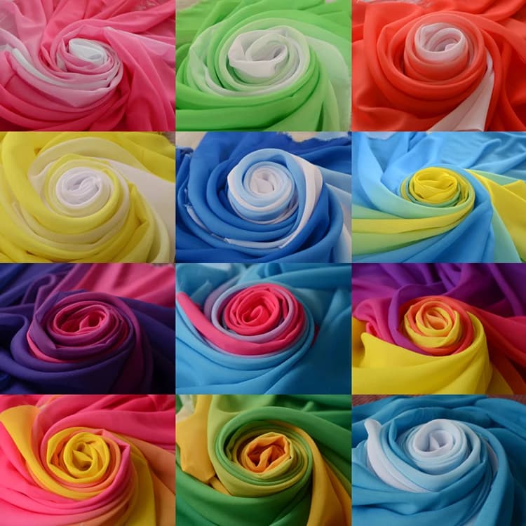 Tessuto da palcoscenico in chiffon con rampa a 2 toni 100D, tessuto trasparente in chiffon sfumato graduale, colore ombreggiato